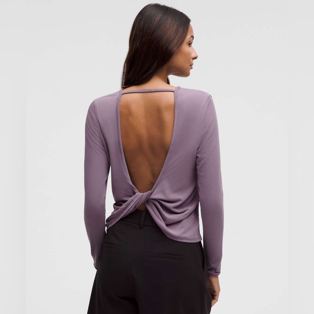 Lululemon Twist-Back Soft Ribbed Long Sleeve Top Purple Ash Size 4 Open Back